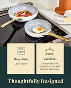 Caraway Fry Pan Duo - Nonstick Ceramic Frying Pan (8" & 10.5”) - Non Toxic, PTFE & PFOA Free - Oven Safe & Compatible with All Stovetops (Gas, Electric & Induction) - Cream