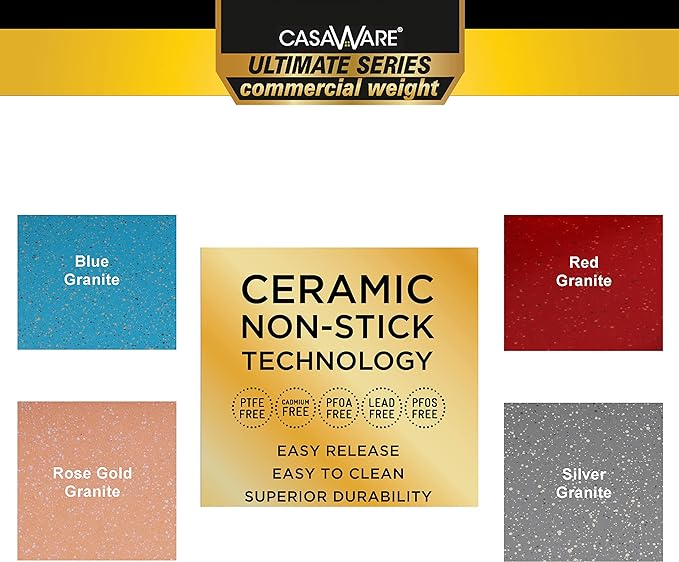 casaWare 8 x 6 x 1.75-Inch Toaster Oven Ultimate Series Commercial Weight Ceramic Non-Stick Coating Pan (Silver Granite)