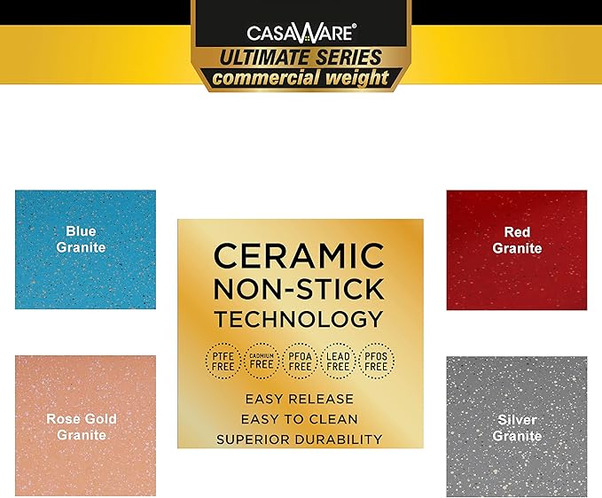 casaWare 15 x 10 x 3-Inch Ultimate Series Commercial Weight Ceramic Coated Non-Stick Lasagna/Roasting Pan (Red Granite)