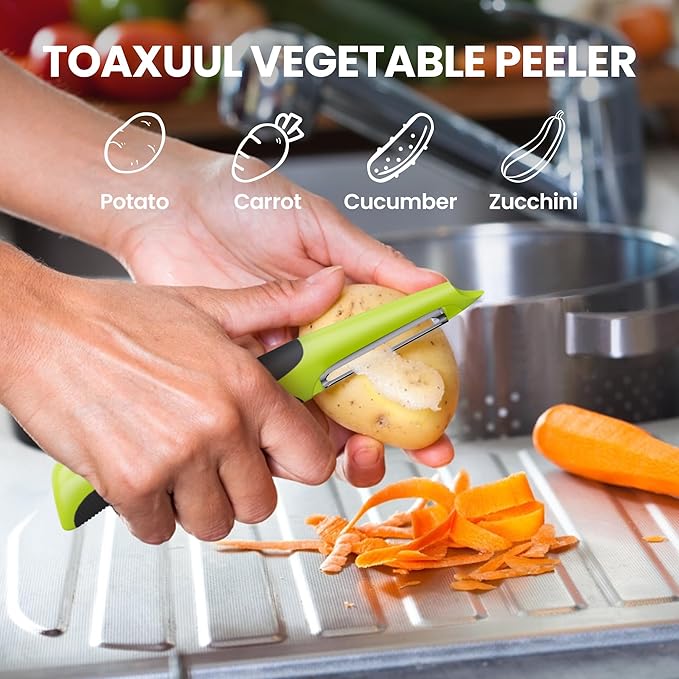 Vegetable Peeler, Swivel Peelers for Kitchen with Non-Slip Grip Handle,Green