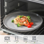 Ceramic Dinner Plates Set of 4,Stoneware 8 Inch,Microwave,Dishwasher and Oven Safe,Porcelain Dessert Plates for Pasta,Salad and Steak,Dishes Set for Kitchen,Scratch Resistant,Gray