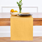 Solino Home Linen Mustard Yellow Table Runner 48 Inches - 100% Pure Linen Farmhouse Short Table Runner 14 x 48 Inch Ideal for Dresser and Coffee Tables - Summer - Fete