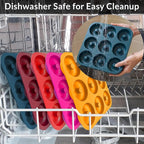 Large Silicone Donut Pan for Baking, 9 Cavity Non-Stick Food Grade Silicone Donut Molds, Doughnut Pan and Bagel Pans for Baking & Kitchen, BPA Free 11.2 x 11.1 Inches, Dishwasher Safe - Blue