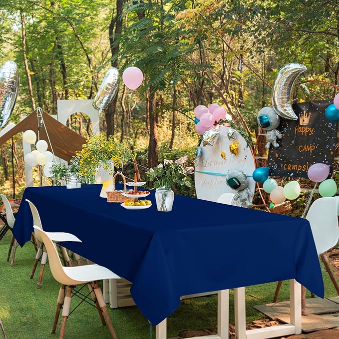 sancua Navy Blue Tablecloths for 6 Foot Rectangle Tables, 6 Pack - 60x102 Inch - Washable Fabric Cloth Table Cloth, Reusable Polyester Table Covers for Wedding Party, Banquet, Independence Day