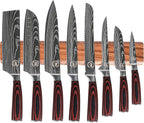 8 PC Chef Knives - High Carbon Stainless Steel Knives With Pakkawood Handles - Magnetic Strip Holder Included - Japanese Knife Set - Home & Professional Chef's Knife Set