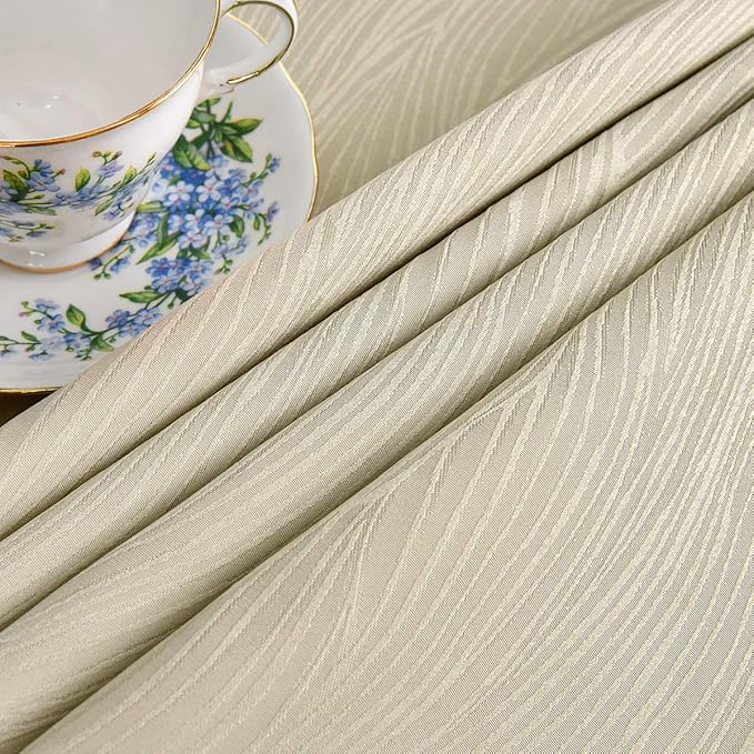 maxmill Jacquard Round Table Cloth Swirl Design Waterproof Antiwrinkle Heavy Weight Soft Tablecloths for Circular Table Cover and Kitchen Dinning Tabletop Round 70 Inch Beige
