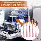 20 Piece Rose Gold Pink 18/0 Flatware Utensil Set for 4, Include Dinner Knife,Dinner Forks,Dinner Spoons,Salad Forks,Teaspoons,Silverware Set for 4, Dishwasher Safe