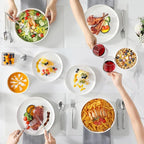 MALACASA 24 Pieces Porcelain Dinnerware Set, Modern White Dish Set for 6, Premium Serving Plates and Bowls Sets, Chip and Scratch Resistant Dishware Sets Kitchen Dishes Dining Ware Set, Series LEAH