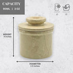 Verona Marble Butter Keeper - 4" French Butter Crock with Lid - Freezer Safe Stone Butter Dish - 90ml/3oz Capacity - Handwash Kitchen Storage