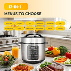 HealSmart 12-in-1 Multi Electric Pressure Cooker, Non-Stick 6QT Stainless Steel Pressure Cooker for Yogurt Maker, Slow Cooker, Cake, Multigrain, Dishwasher Safe