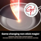 Guy Fieri's Flavortown Laser Titanium 2 Pcs Fry Pan Set 8.5" and 10" - Non-stick Cookware Set Without PFAS, PTFE, or PFOA, 3x More Durable, Dishwasher Safe, Oven Safe