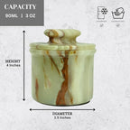 Green Onyx Butter Keeper - Round Marble Butter Dish for Countertop, 4" x 3.5" Butter Crock, Natural Green Onyx Kitchen Decor, Handle With Care
