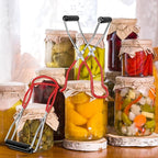 Canning Jar Lifter, Canning Tongs Jar Lifter, Canning Tools, Canning Supplies, Stainless Steel Jar Lifter with Rubber Grip Handle for Home Kitchen, Red