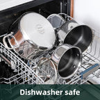 DELUXE Hybrid Ceramic Nonstick 3-Quart Saucepan with Tempered Glass Lid, Stainless Steel Pot with Stay-Cool Handle, Dishwasher Oven Safe, Induction Ready, PFOA Free Compatible with All Cooktops