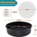 LIANYU 8 x 2 Inch Round Cake Pan Set of 3, Stainless Steel Black Nonstick Cakes Pans for Birthday Baking Wedding, Come with 90 Pieces Parchment Paper & Side Liner Roll, Dishwasher Safe