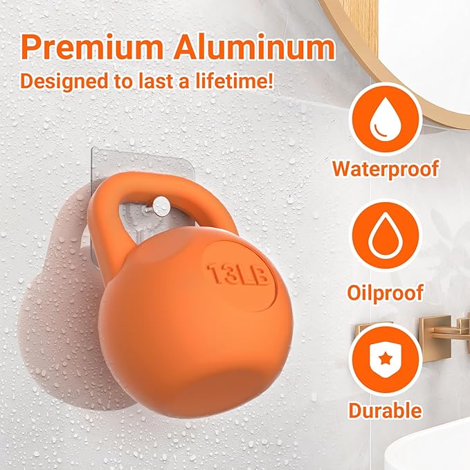 20 Pack Adhesive Wall Hooks, 13 lbs Max Load Picture Hangers Without Nials, Waterproof Oilproof No Damage Hooks for Bathroom Towels, Kitchen, Shower & Home Organization