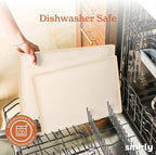 SMIRLY Plastic Cutting Board Set 3 Pieces, Non-Slip Dishwasher Safe Chopping Boards for Kitchen, Cream White