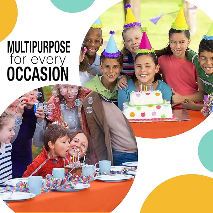 Exquisite Party Solids 54 Inch X 300 Feet Orange Plastic Table Cover Roll in A Cut - to - Size Box with Convenient Slide Cutter. Cuts Up to 36 Rectangle 8 Feet Plastic Disposable Tablecloths