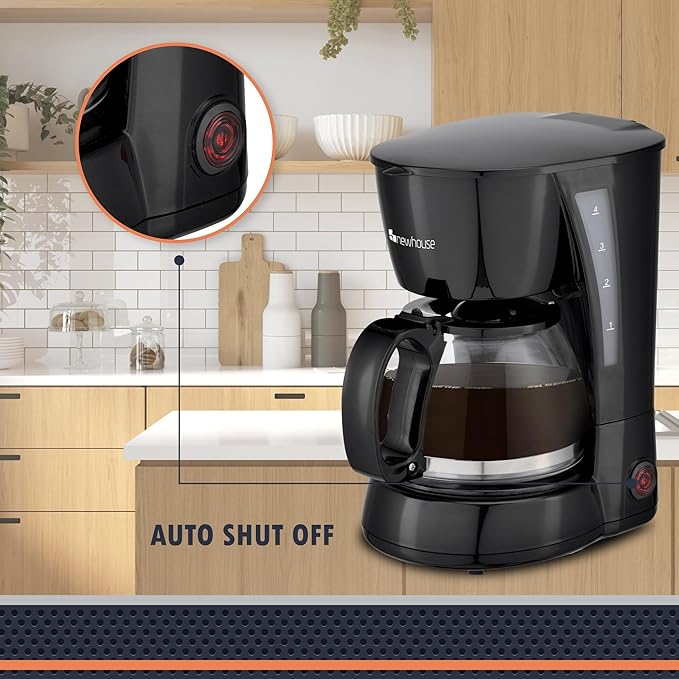 Newhouse Electric Coffee Machine NHCM-001-5, 5-Cup Coffee Maker with Auto Shut Off, Electric Pot with Metal Mesh Coffee Filter Basket, ETL Certified for Hospitality and Residential Use