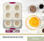 Trudeau Structure White Confetti 6-Cup Jumbo Muffin Pan – Premium Steel-Reinforced Silicone Bakeware, Nonstick BPA-Free Cupcake & Muffin Mold – Oven, Freezer & Dishwasher Safe