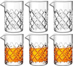 Dandat Cocktail Mixing Glass Crystal Stirring Glass Thick Bottom Seamless Cocktail Pitcher for Home Bartender Bar Whiskey Martini Drink Shaker Accessories(6 Pcs,17 oz)