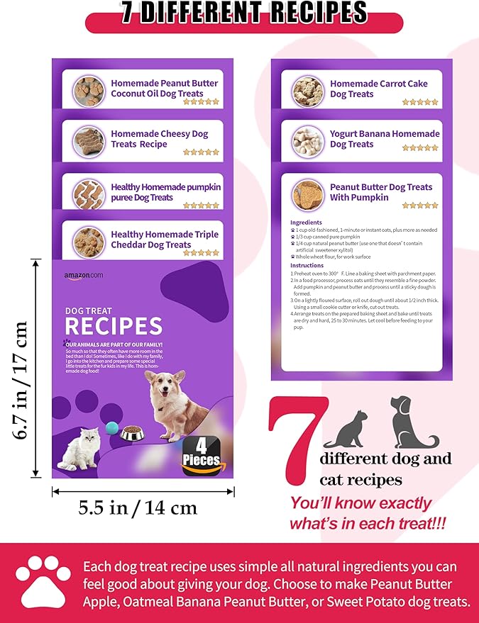 Homemade Silicone Dog Treat Molds - Dog Treat Cookie Cutters - Dog Treat Recipes Card, Food Grade Silicone Molds for Candy and Dog Ice Cubs - Set of 15