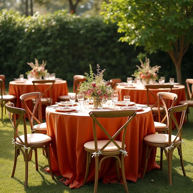 Fitable 6 Pack Rust 120 Inch Round Tablecloth - Stain Resistant and Washable Table Cover, Polyester Fabric Table Cloth for Wedding, Party, Banquet, Formal Events