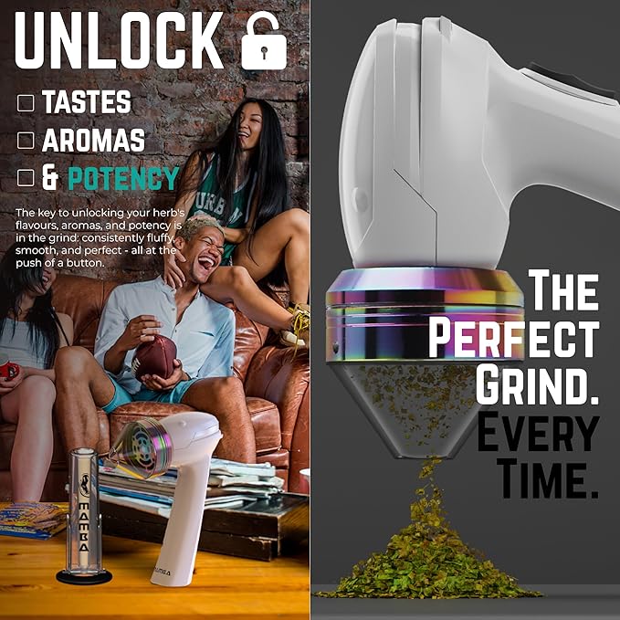 Mamba Loader XL 2g White USB Electric Herb Grinder. Small Portable Metal Herbal Machine & Spice Mill for the Kitchen