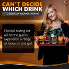 Flight Board with Glasses – Drink Flight Set for Bartesian Capsules – Mimosa and Cocktail Tasting Tray - Bartender Accessories and Hosting Essentials