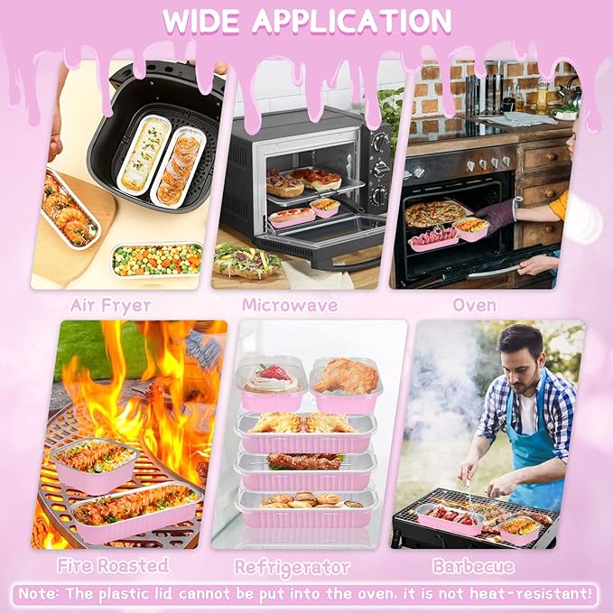 80 Pack Mini Loaf Pans Mini Cake Pans with Lids and Spoons Sealing Sticker, 6.8oz Rectangle Aluminum Foil Baking Pans Disposable Loaf Cake Pan for Baking (Pink, Mix Size)