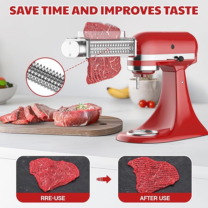 Meat Tenderizer Attachment for Kitchenaid Stand Mixer, Meat Tenderizer Machine for Kitchenaid Mixer Accessories, Meat Tenderizer with Stainless Steel Gears by Cofun