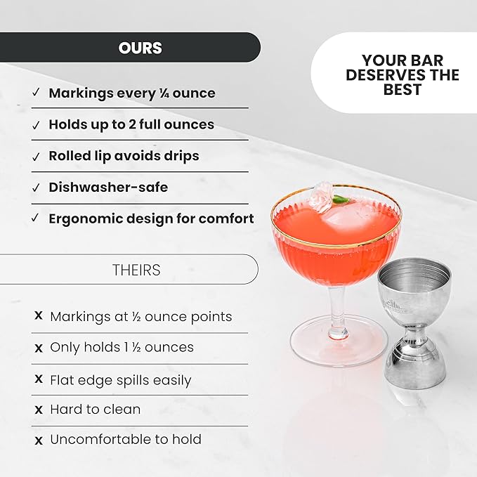 A Bar Above Premium Bell Jigger, 304 Stainless Steel Double Cocktail Jigger with 10 Internal Measurements, Heavy Duty Professional Bar Tool for Bartending, Stainless Finish, Ergonomic Design, 1 Pack