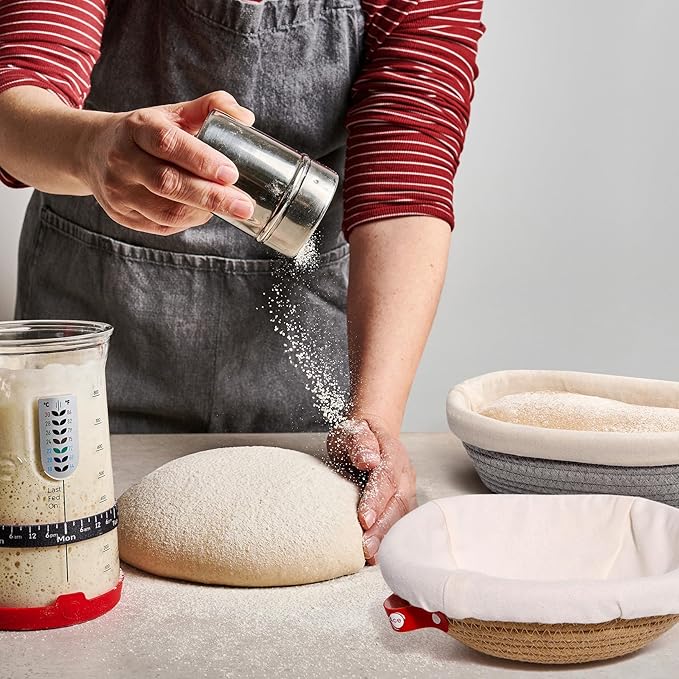 Cotton Rope Banneton Bread Proofing Basket Set, Oval & Round Bread Baskets with Liners & Covers for Artisan Bread Baking, Sourdough Bread Baking Supplies