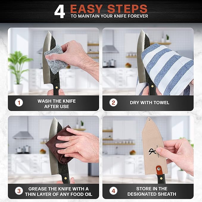 Kitchen perfection Handmade Chefs Carving Knife For Meat Cutting- Extremely Sharp Cooking Knife 8 Inch -Hand Sharpen Best Gift For Men - High Carbon Steel w/Canvas Sheath