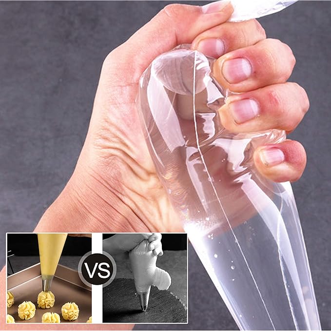 GEMLON 16 Inch Disposable Piping Bags with Pull-Out Dispenser Box - 100 Pack Large Pastry Bags for Cake Decorating, Anti-Burst Plastic Icing Bags for Frosting, Chocolate, Cookie Decorating Supplies