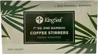 500 Count | KingSeal Individually Paper Wrapped Bamboo Coffee Stir Sticks, 7 inches, Square End, 100% Renewable and Biodegradable - 1 Box of 500 Stirrers