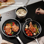 ROVSUN 11 Pcs Non-Stick Cookware Set, Stainless Steel Pots and Pans Set with Lids, Non-Toxic Kitchen Set Chef's Pan, PFOA & PTFE Free, Compatible for All Cooktops