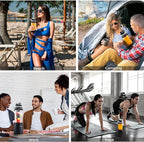 Portable Blender, Anti-Jamming 300 Watt for Shakes and Smoothies, 24oz Travel Blender USB Rechargeable, BPA Free Sporty bottle with a Travel Lid. (Black Base Grey Lid) (Black Base Yellow Lid)