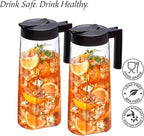 Amazing Abby - Slim - 2-Pack Tritan Pitcher (64 oz), Unbreakable Plastic Water Pitcher with Lid, BPA-Free, Heat-Resistant, Dishwasher-Safe, Great for Both Iced and Hot Drinks, Black