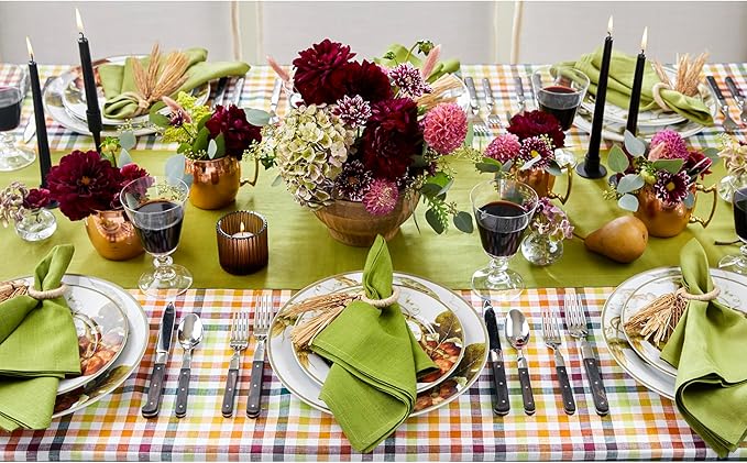 Solino Home Linen Avocado Green Table Runner 108 Inches Long - 100% Pure Linen 14 x 108 Inch Table Runner for Dining, Summer, Fall, Autumn - Fete