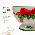 Spode Christmas Tree 6-Inch Ribbon Nut Bowl - Decorative Serving Bowl for Candies, Nuts, Desserts - Ideal for Holiday Entertaining & Festive Table Decor - Earthenware with Iconic Christmas Tree Design