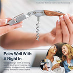 Hicoup Wine Opener - Professional Corkscrews for Wine Bottles w/Foil Cutter and Cap Remover - Manual Wine Key for Servers, Waiters, Bartenders and Home Use - Stainless Steel with Bai Ying Wood Inlay