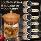G GOOD GAIN Whiskey Smoker Kit with Torch - Old Fashioned Cocktail Smoker Infuser Kit, 6 Flavors Wood Chips, 4 Ice Stone | Birthday Bourbon Whiskey Gifts for Men, Dad, Husband (No Butane)