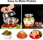 1.5L Glass Jar with Lid Fermentation Jar, Traditional Fermenting Kit Crock with Water Seal Airlock Lid, Pickle Jar for Pickles Kimchi, Sauerkraut, Wine Brewing Kombucha