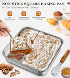 8 x 8-Inch Baking Pan, 304 Stainless Steel Square Cake Pan, Commercial Grade Bakeware for Cakes Brownies Casseroles, Thicker Rectangle Sheet Cake Pans, Non-toxic & Heavy Duty &Dishwasher Safe