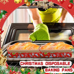 100 Sets Christmas Paper Loaf Pans Mini Disposable Baking Bread Pans with 100 Pcs Clear Bread Bags with Ties Rectangle Loaf Molds for Cake Oven Baker(5.9 x 2.6 x 2 Inches)