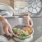 CURTA 8" Round Aluminum Foil Pans with Clear Lids | Heavy Duty | Great for Broiling, Baking, Storage, Roasting, Takeout, Air Fryer | 100 Pack