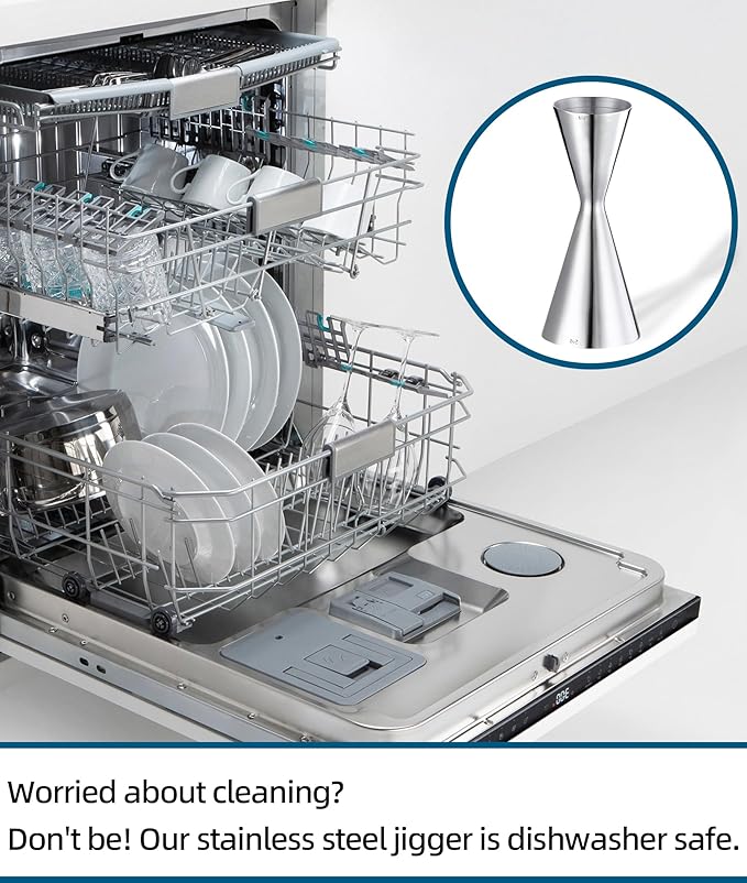 Slim Jigger for Bartending 8 Measurements Inside Cocktail Jigger 2 OZ 1 OZ Professional Duty Double Japanese Premium Food Grade Stainless Steel Bar Jigger Bartender Tool Accessories(304 SS)