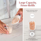 Urban Noon Gravity Salt and Pepper Grinder Set - Battery Operated Electric Grinders with Light (2 Matte Gray Mills) - Automatic One Handed Operation - Electronic Adjustable Shakers - Ceramic Grinders