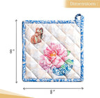 Maison d' Hermine Pot Holders Set 100% Cotton Heat Resistant Potholders 8" x 8" Hot Pads with Loop BBQ, Cooking, Baking, Grilling, Kitchen, Handling Hot Pans Spring/Summer (Pack of 2, Canton)